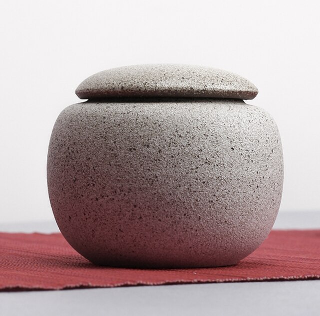Japanese Coarse Pottery Zen Tea Caddy Kung Fu Tea Set Kitchen Spice Jars Sugar Bowl Sealed Cans Candy Storage Tank: 9.5x8cm A