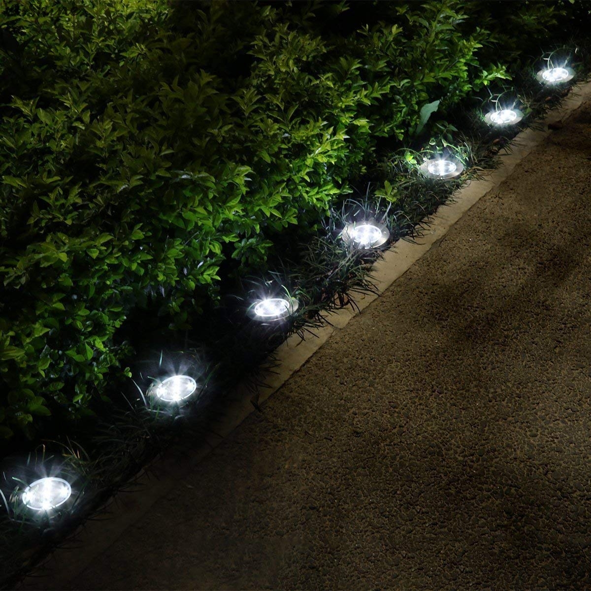 Lâmpada solar, à prova d&#39;água, 8 peças, iluminação para exteriores, luz de rua, jardim, decoração, subterrânea, escada, deck: Branco / 16 LED
