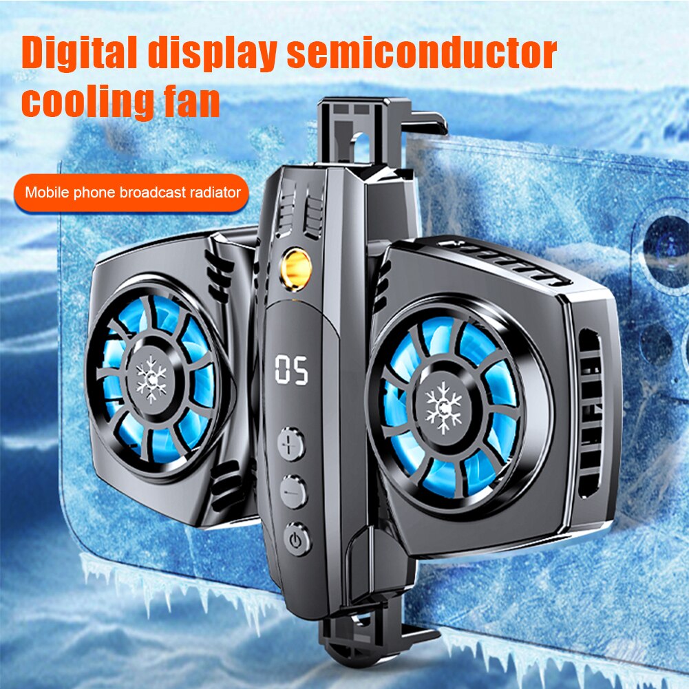 Halfgeleider Dual Koelventilator Radiator Usb Telefoon Cooler Smartphone Lcd Temperatuur Display Koellichaam Mobiele Telefoon Gamer Koelers