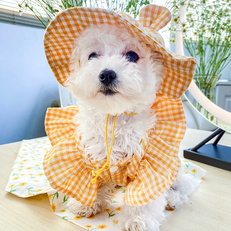 PETCIRCLE Dog Clothes Product Plaid Color Sun Hat For Small Dog Puppy Pet Cat All Season Pet Cute Costume Pet Clothes Cool Hat
