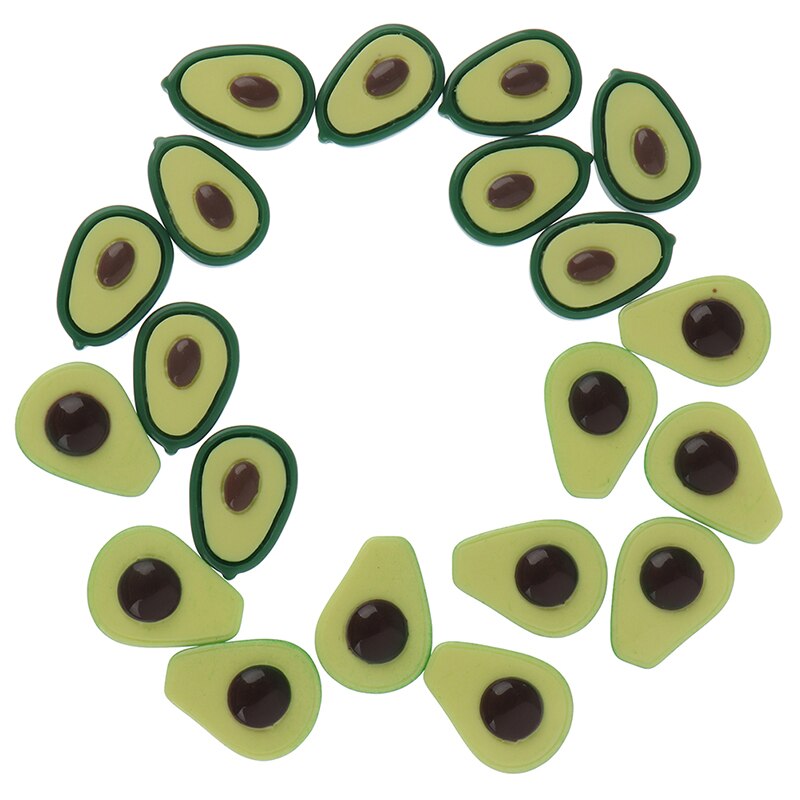 10pcs Avocado Slices Slime Supplies Toy Addition For Fluffy Clear Slime Resin Fruit Slices Charms Accessories