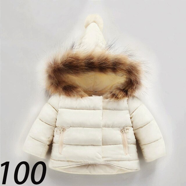 Medoboo Winter Baby Girls Clothes for Boys Thick Warm Faux Fur Baby Hooded Jacket Coat Tops Outerwear Snowsuit Suit Overalls: ME0191-white100