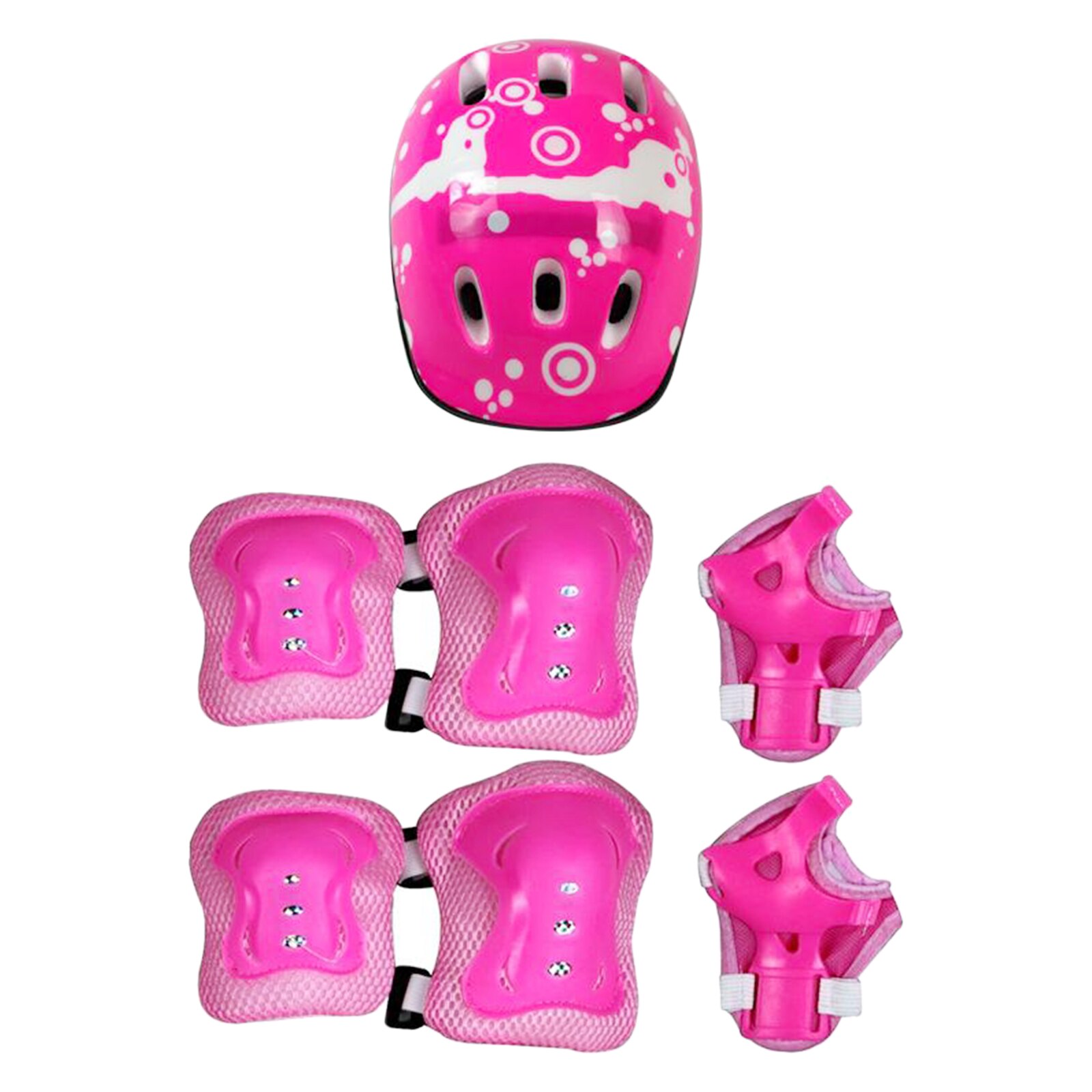 Equipo de protección para niños de 5 a 12 años, casco para muñeca, rodilleras, coderas, juego de protectores para ciclismo, patinaje, equipo deportivo ajustable para exteriores: Rosa