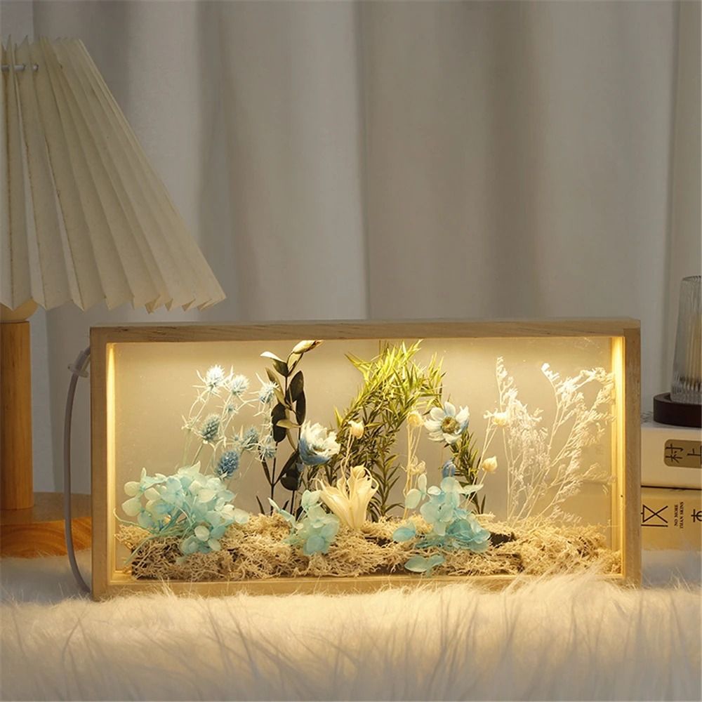 Creatieve Shadow Box Frame DIY Rechthoek 3D Fotolijst Transparant Acryl Panelen Houten Nachtlampje Show Case Kantoordecoratie