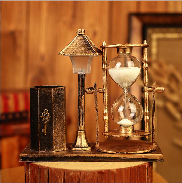 Reloj de arena Vintage para el hogar, decoración de escritorio para estudiantes, luz nocturna, recuerdo, de cumpleaños para niños, reloj de arena, KitchenTimer: gold