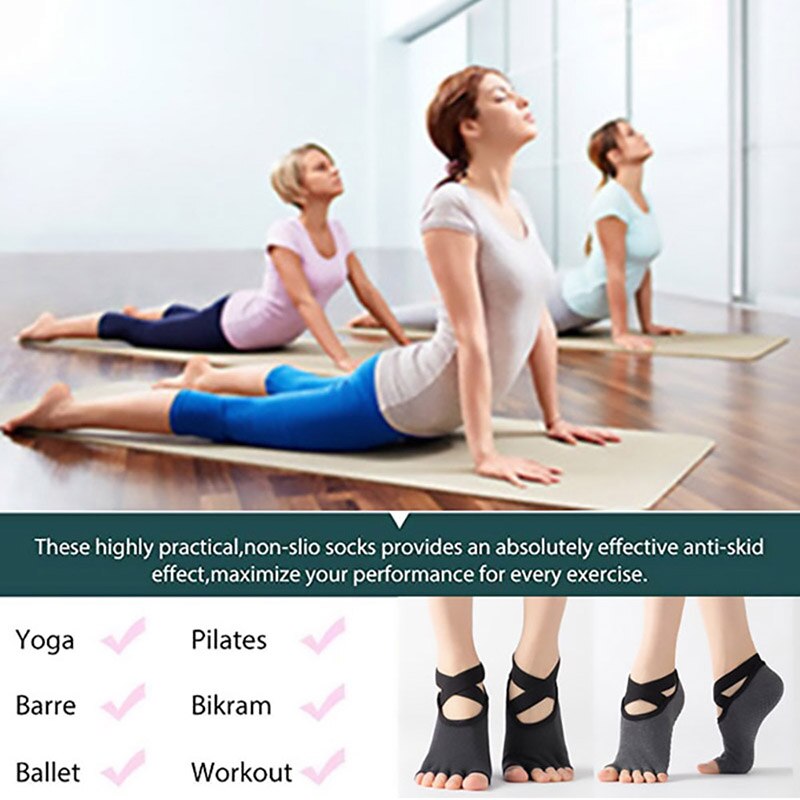 Women Yoga Backless Five Toe Anti-Slip Ankle Pilates Fitness Gym Ladies Sports