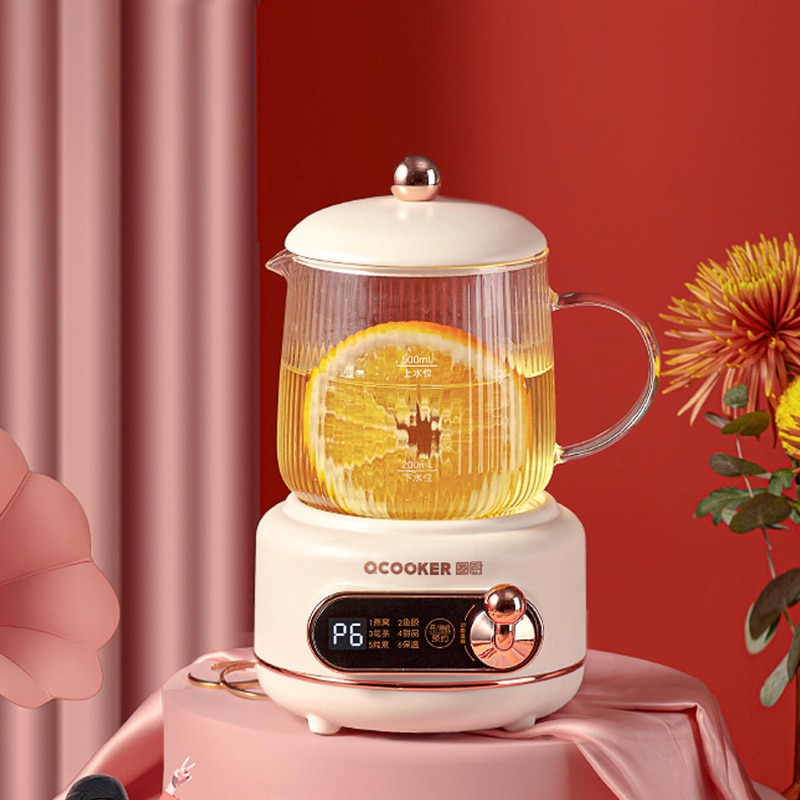 500ml Health Preserving Pot Electric Kettle Teapot Glass Stew Cup Slow Cooker Cup Heater Mug Warmer Boiled Water Pot 220V