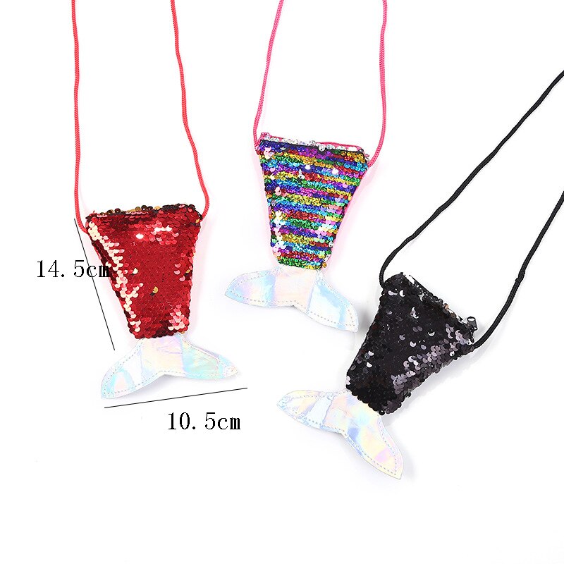 cute girl waist bag mermaid fishtail sequins fanny pack chest bag mini purse Long Rope Coin Purse Girls Crossbody Bags