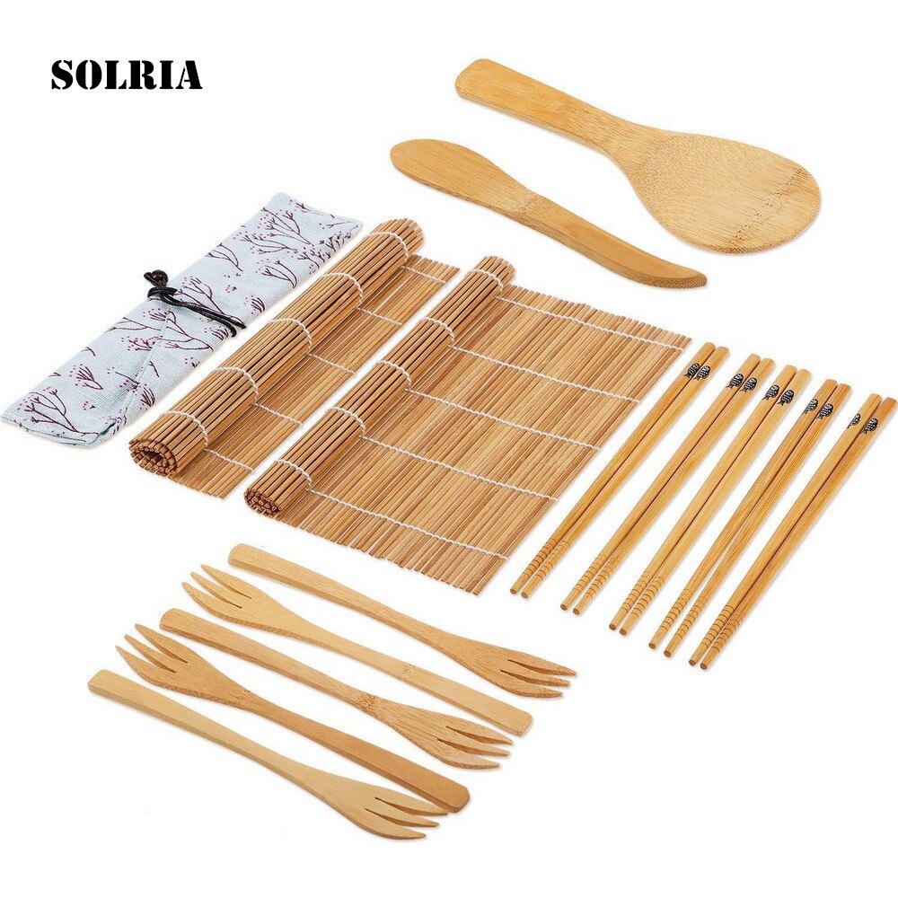 10/15Pcs/Set Bamboo Sushi Maker Set DIY Rice Sushi Making Kits Roll Cooking Tools with Chopsticks & Spoon Sushi Blade