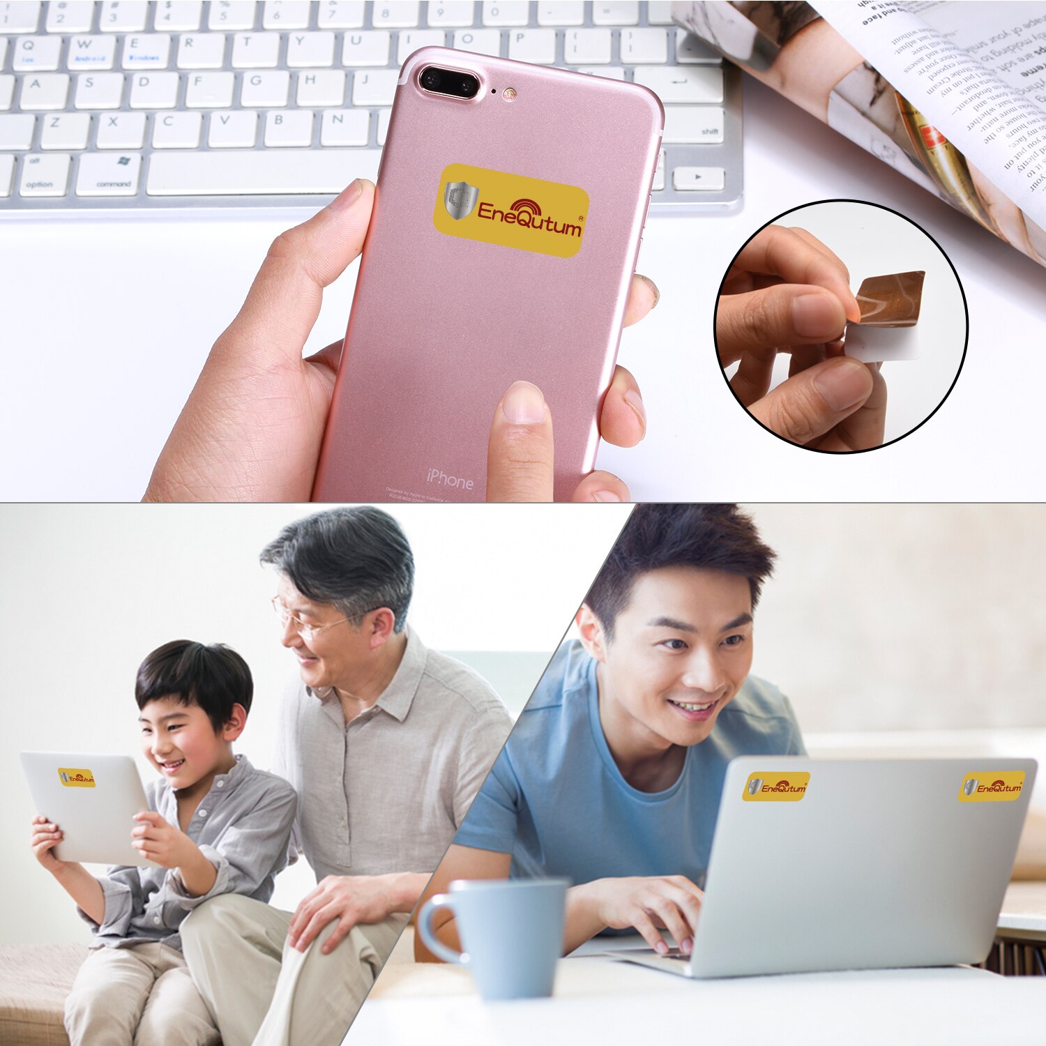 10 unids/lote 2 en 1 EneQutum Shield Anti radiación mantener la salud Scalar energía teléfono pegatina Anti EMP EMF