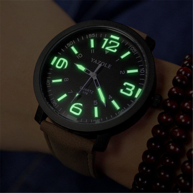 YAZOLE Top Mannen Horloge nachtlampje Mannelijke Horloge Luxe Klok Quartz Leather Horloges Business Casual Horloges Reloj Hombre