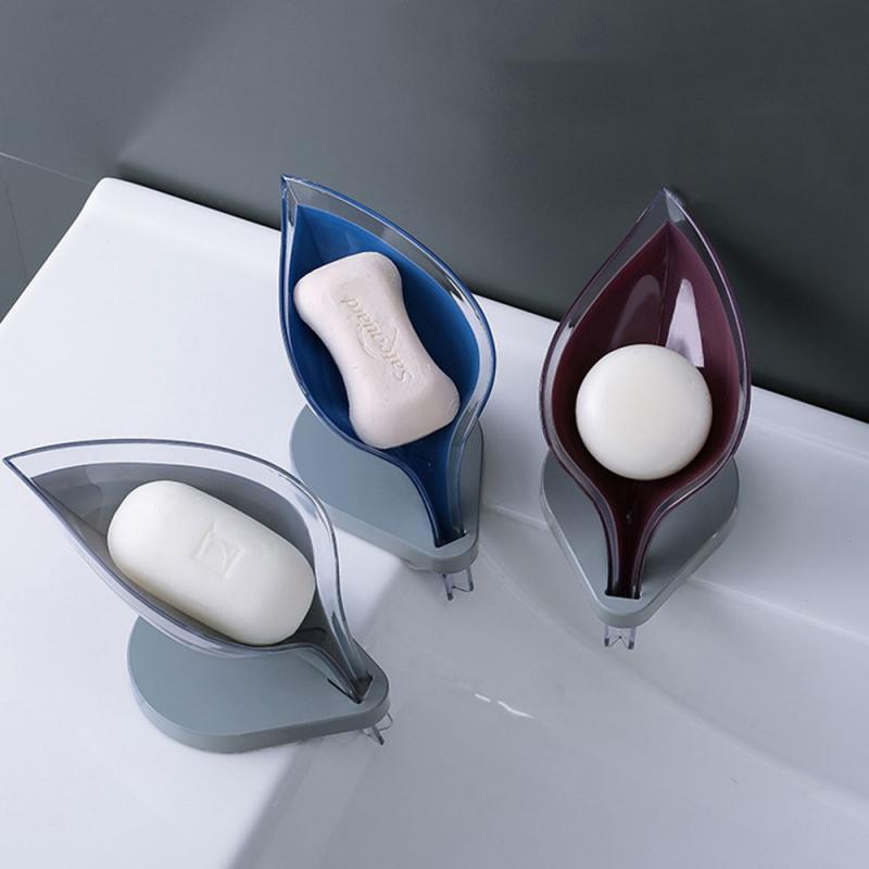 Blad Zeephouder Badkamer Douche Zeepbakje Muur Plank Plastic Bad Lade Douche Platen Zeep Opbergdoos Met Afvoer