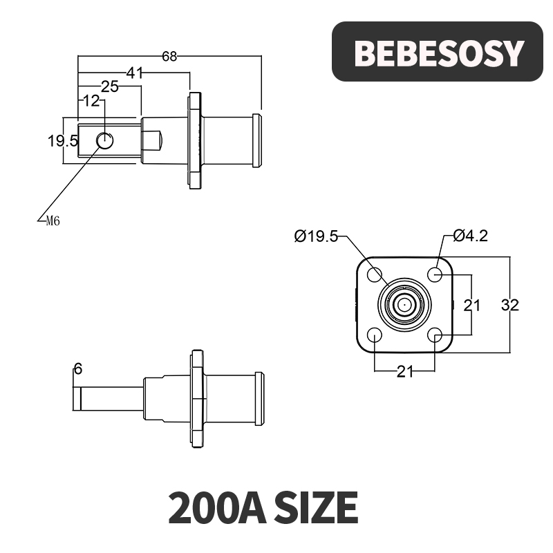 Batterijbehuizing Ingang Uitgang Terminal Connector 200A 120A Verwijderbare Quick Plug Terminal Vlamvertragend Waterdicht IP67 Single Core