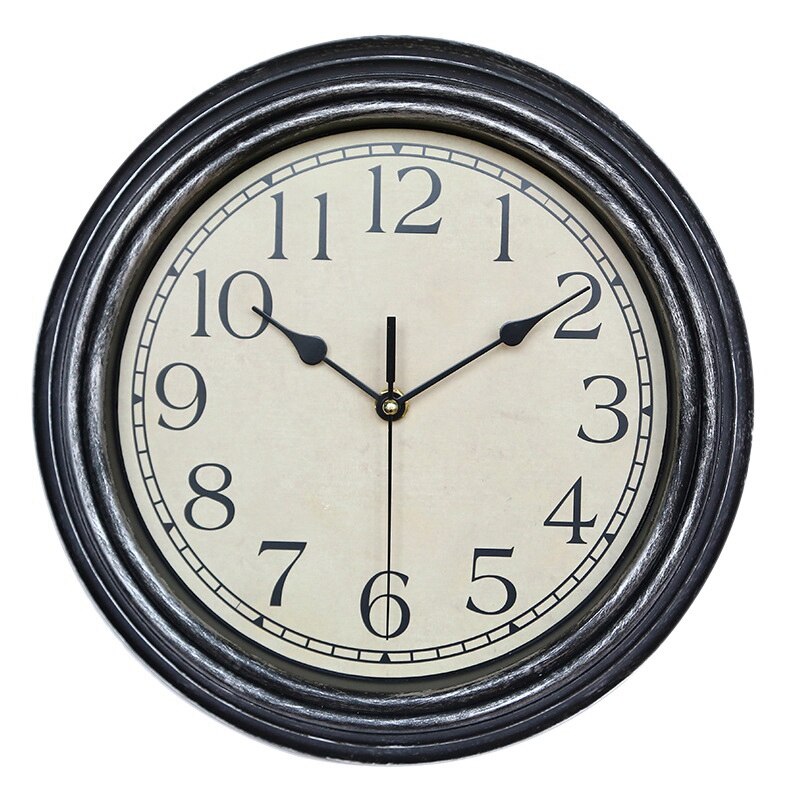 12 Inch Silent Retro Wall Clock Quartz Decorative Table Dial Battery Non-Ticking Digital Clock for Bedroom: Black