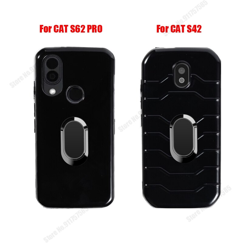 Gato S42 S62 Pro TPU caso suave magnético soporte de anillo cajas del teléfono de la pantalla de cristal Protector película protección completa