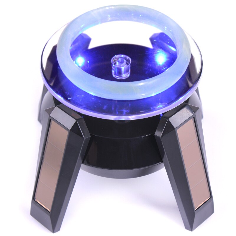 Black Solar Powered Jewelry Display Stand Phone Watch Rotating Display Stand Turn Table