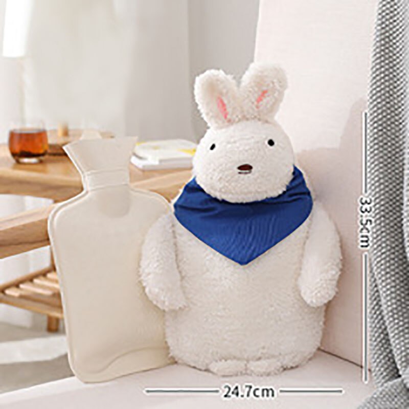 Saim Water Bag Cute Plush Pink Rabbit Bear Style Heat Jug Water Injection Heating Explosion-proof Water Heating Bag JJ50680: White rabbit