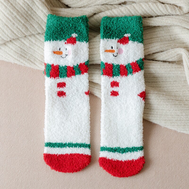 Winter thick warm ladies warm socks kawaii Christmas cartoon cow duck cat socks printing funny women year socks: 13