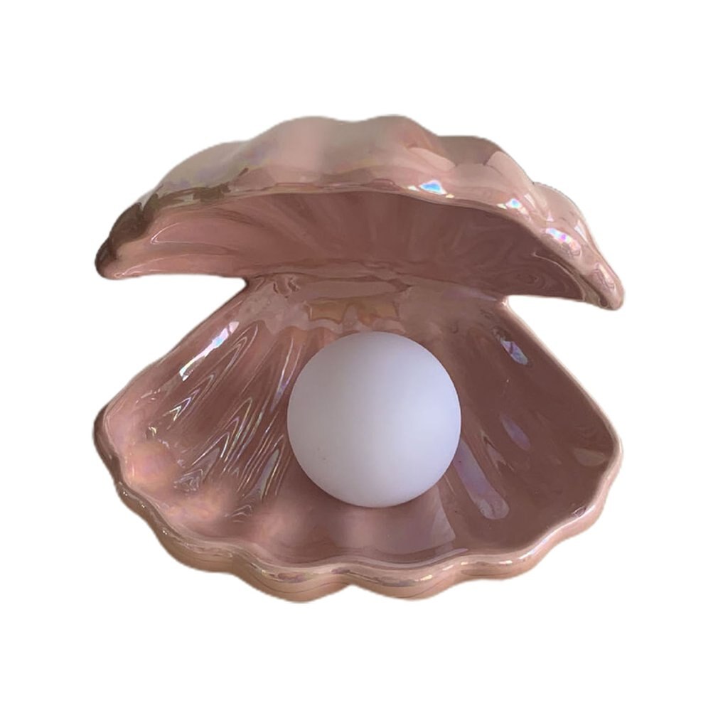 Pige drøm keramisk skal lampe perle fe dekoration nat lys opbevaring perle skal lampe desktop dekoration: Orange