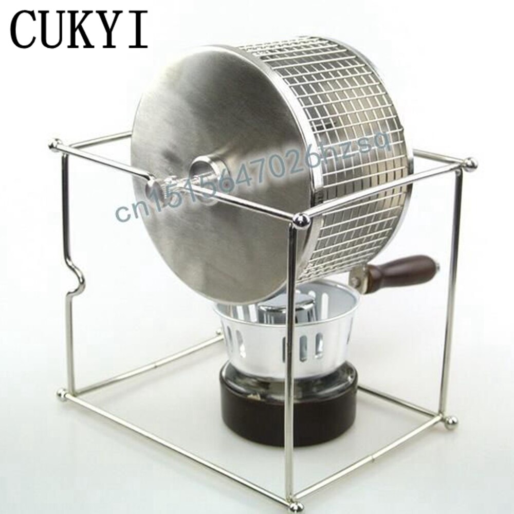 CUKYI Cranked Baked Beans Machine Coffee Bean Roaster Small Stainless Steel Rollers Baking Machine