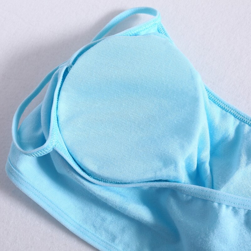 Young Girls Solid Soft Cotton Bra Puberty Teenage Breathable Underwear Kid Cloth