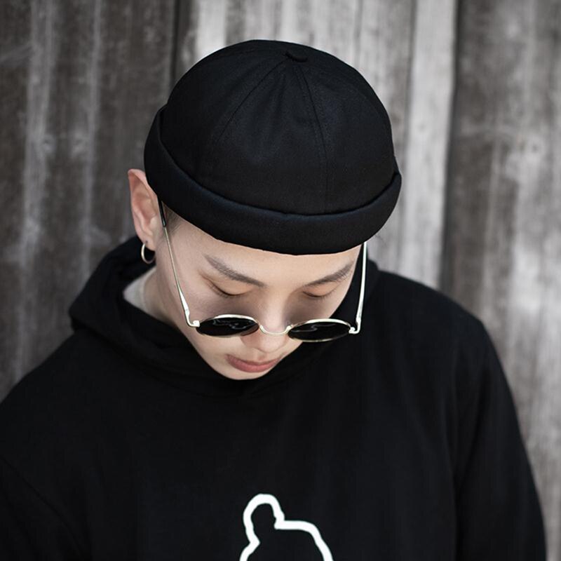 Spring Brimless Hats Hip Hop Beanie Skullcap Street Knitted Hat Women Men Acrylic Casual Solid Pumpkin Portable Melon Cap