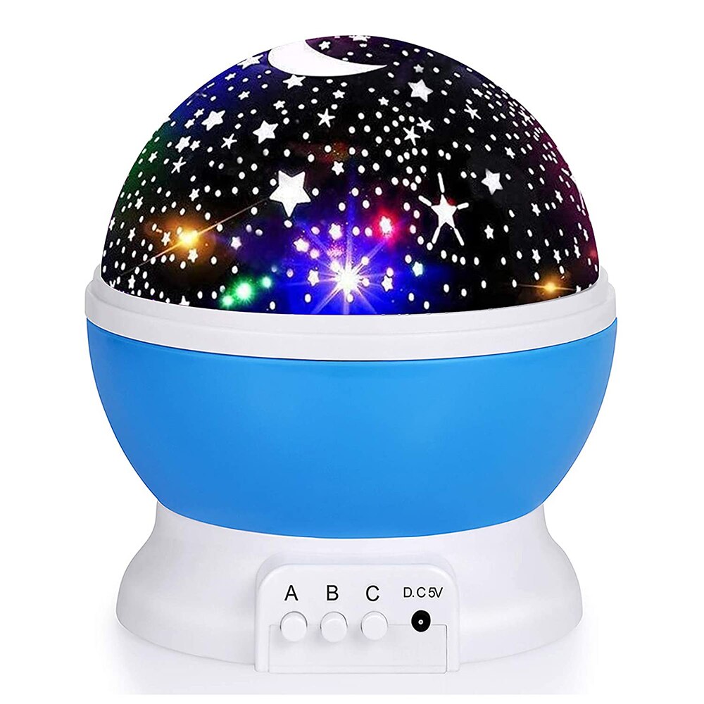 Starry Lights Galaxy Night Light Star Sky Projector LED Rotating Star Moon Night Lamp Battery Bedroom Decor for Kids Baby: Blue
