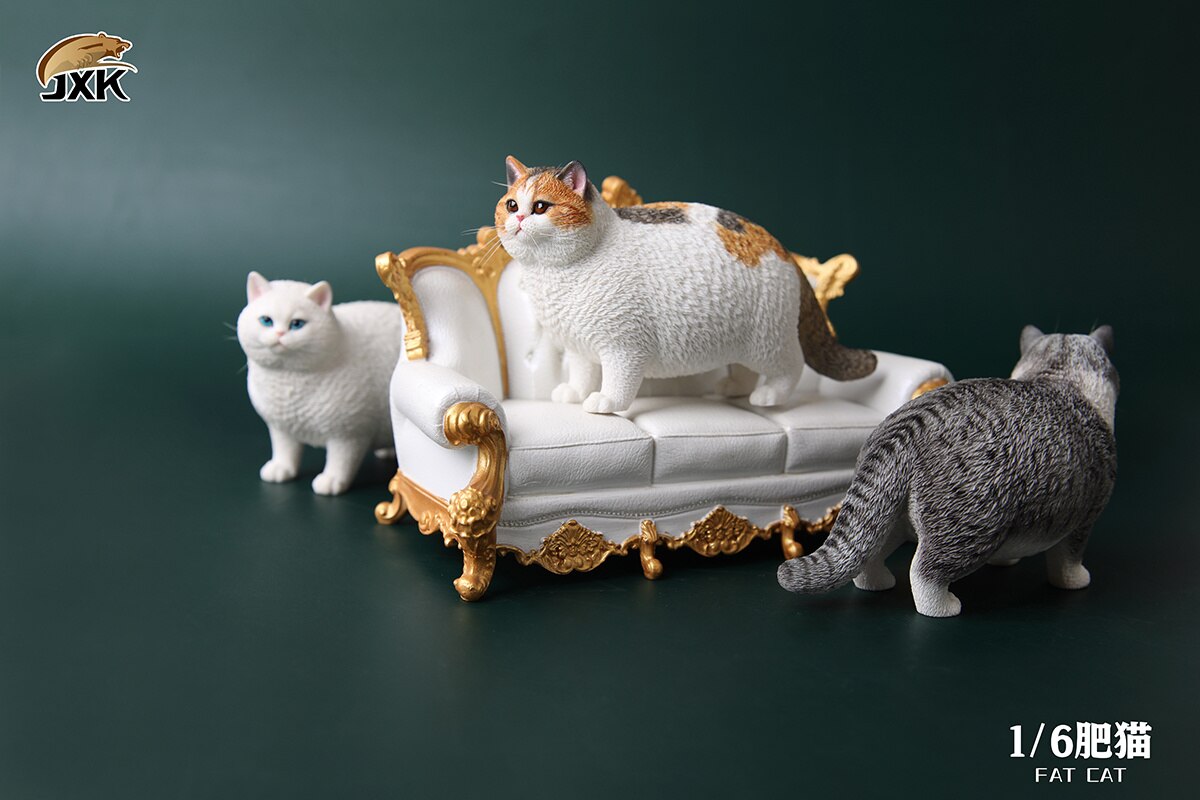 Jxk 1:6 Schaal Vet Kat Figuur Leuke Pet Animal Model Collector Kids Toy Desktop Decor Korthaar Kat Trendy Ornamenten