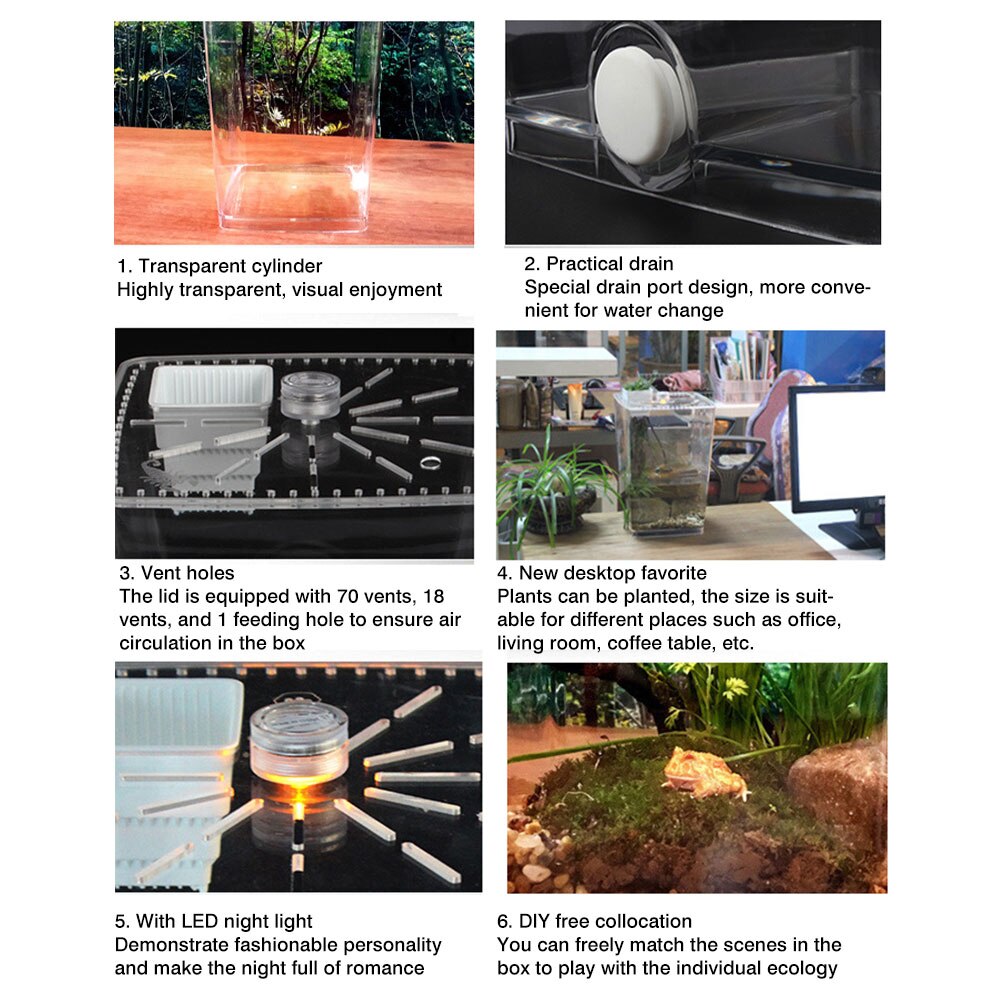 Terrarium For Reptiles Transparent Plastic Reptile Breeding Box Clear Acrylic Reptile Terrarium Feeding Box For Geckos Spiders