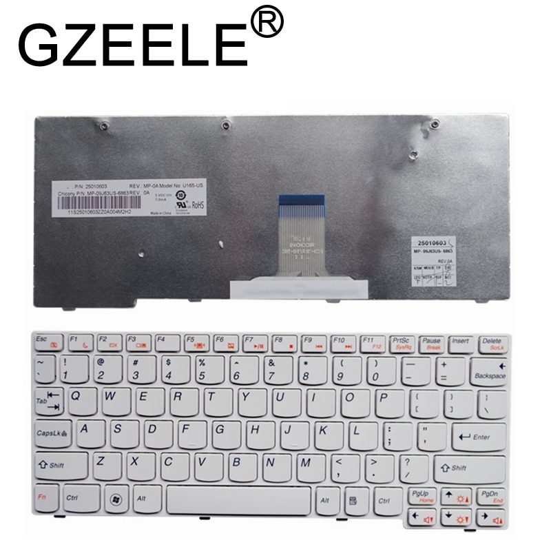 Gzeele Us Laptop Toetsenbord Voor Lenovo U160 U165 S200 S205 Laptop Wit Zwart Toetsenbord
