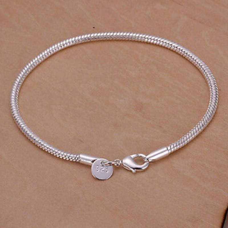 Sterling Zilver 3Mm Snake Chain Armband Voor Vrouwen Mannen Tiener Meisjes, Bedelarmband