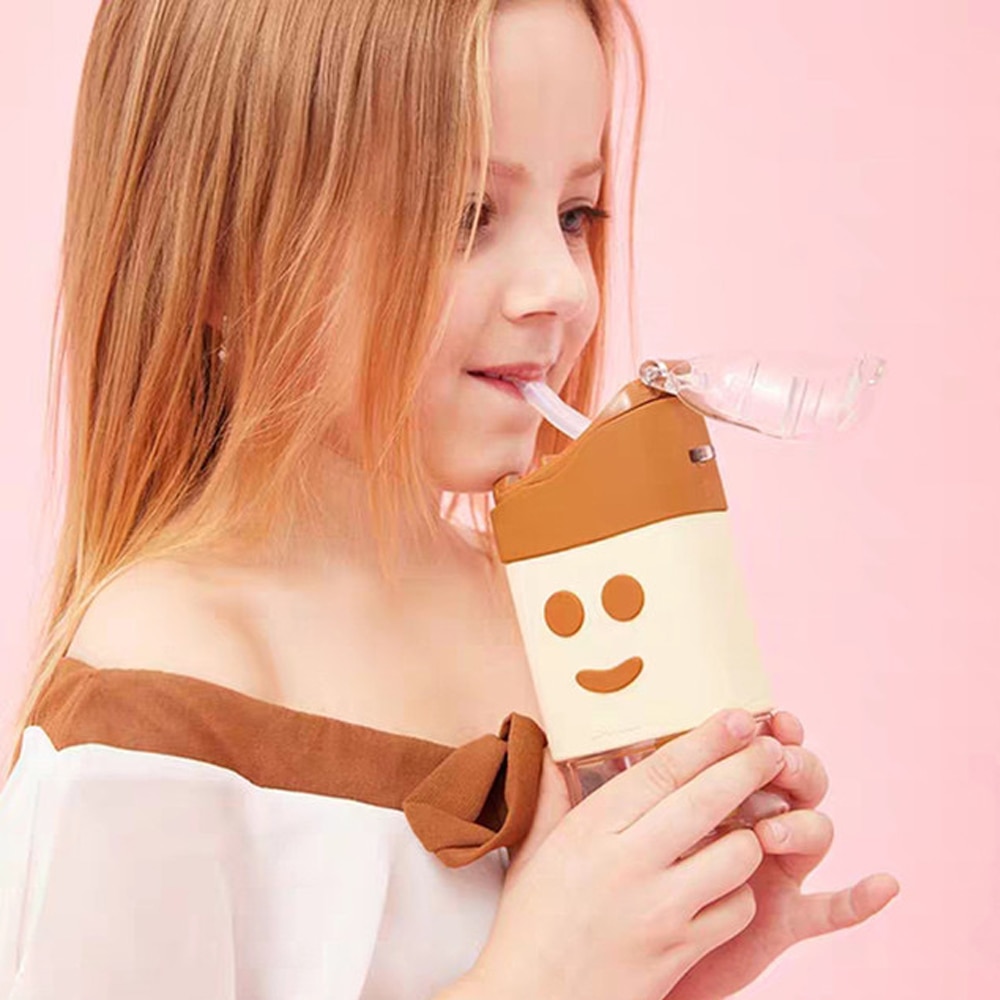 Summer Cute Donut Ice Cream Water Bottle With Straw Square Watermelon Cup Portable Leakproof Tritan Bottle BPA Free