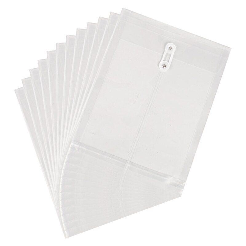 57EC 12Pcs A4 File Folders with String Lock Office File Bags Waterproof PP File Wallet Clear Document Folder for Adult Office: Clear