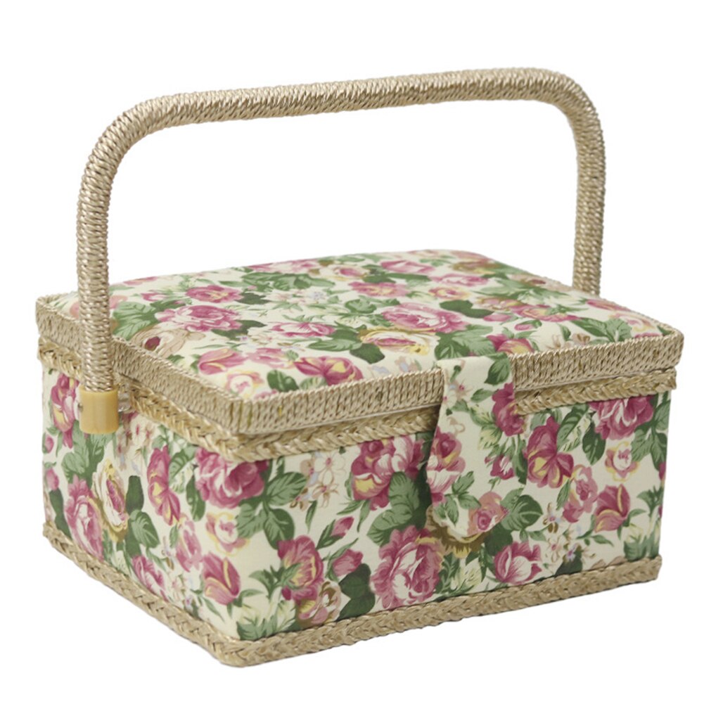 Knitting Organizer Basket Craft Sewing Tool Needle Thread Basket Fabric Household Sewing Box Organizer with Sewing Bag