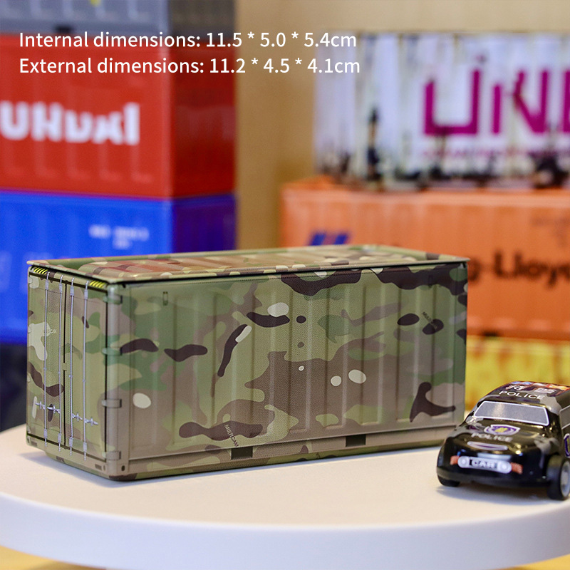 Container Mini Iron Box Small Container Model Storage Box Desktop Ornament Storage Rack Multi-Functional Metal Box: DARK GRAY