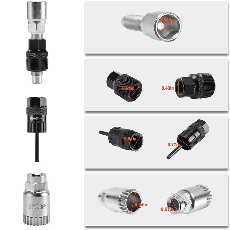 BOY Bicycle Tool Kit - Crank Puller + Bottom Bracket Removal Tool + Flywheel Cassette Tool - 2 Pcs
