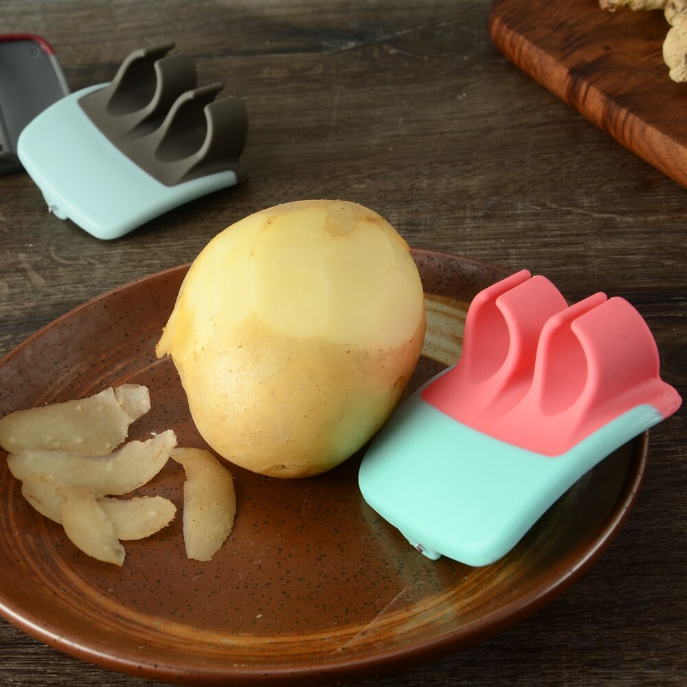 1 pcs Silicone Fruit Peeler Stainless Blade Lemon Grapefruit Fruit Slicer Double Fingers Opener Cutter Stripping Kitchen Gadgets