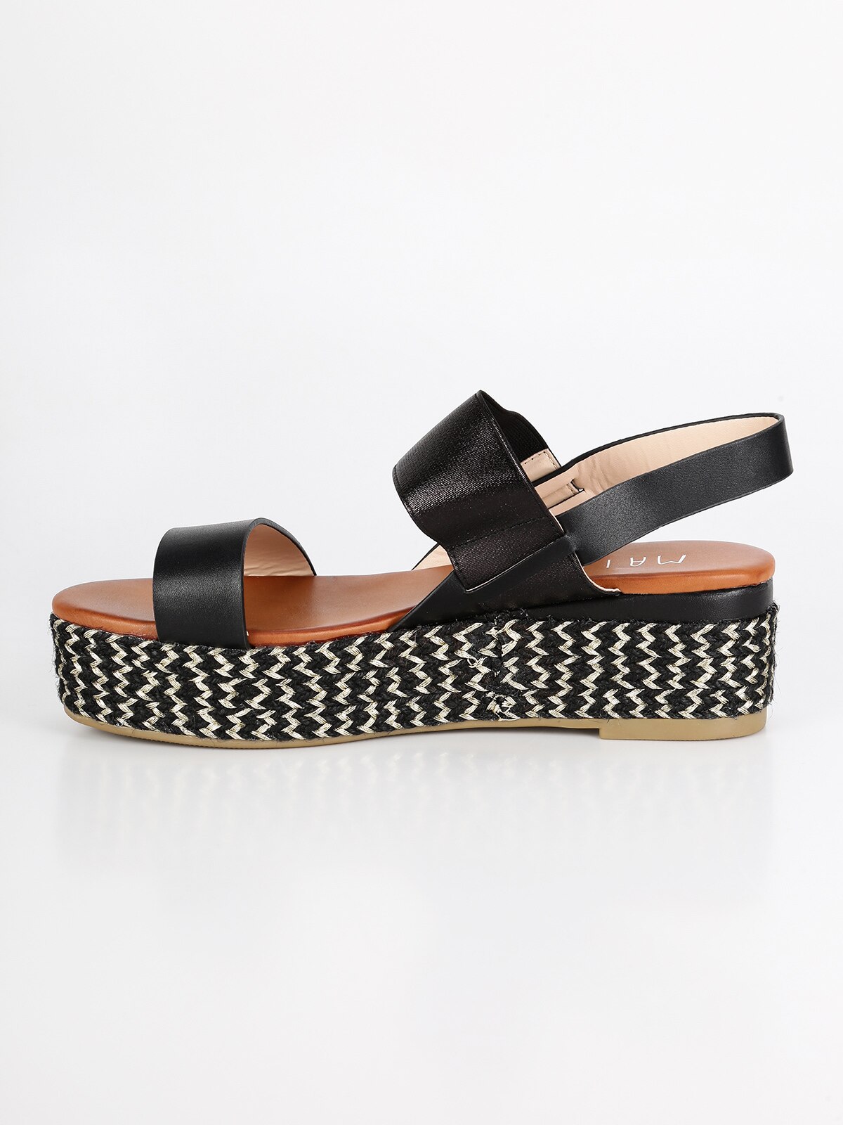 Platform sandalen met touw-zwart