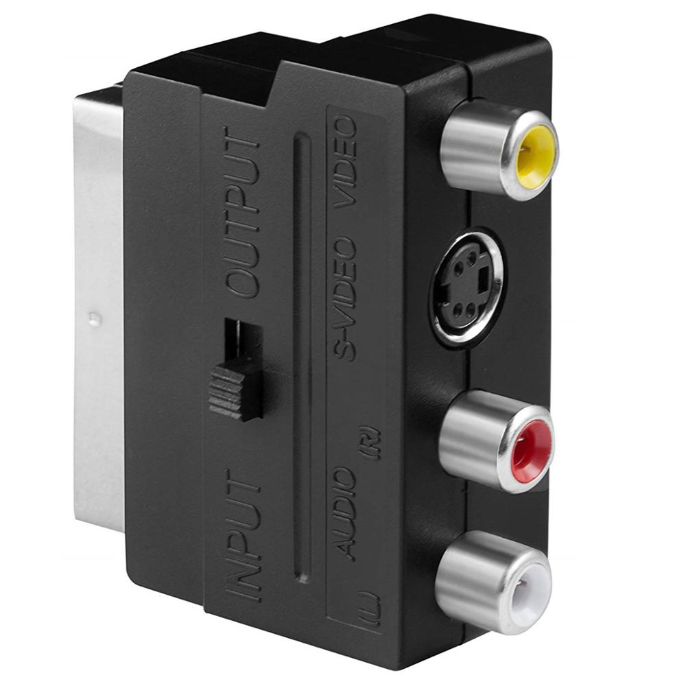Scart to 3 RCA S-Video Adapter Composite RCA SVHS S-Video AV TV Audio Converter for Video DVD Recorder TV Television Projector