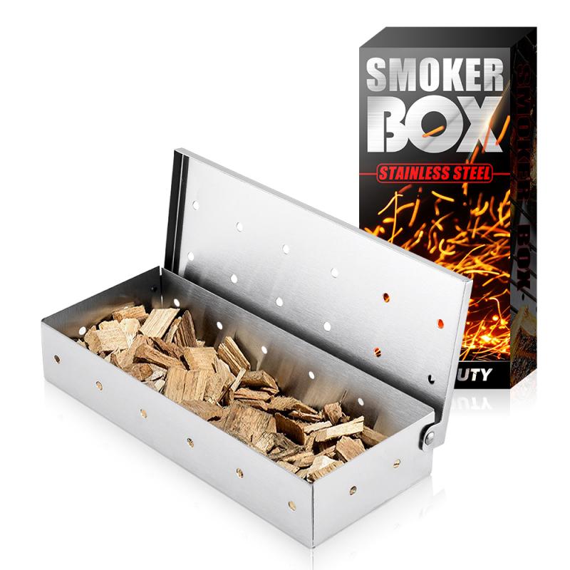 Indoor Charcoal Gas BBQ Wood Chips Smoker Box BBQ Grill Meat Infused Smoke Accessories Smoke Box Kitchen Tools
