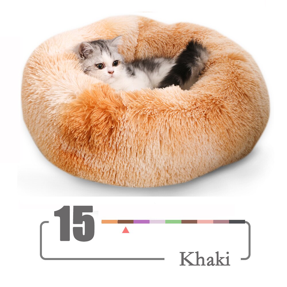 27 colores felpa redonda Gato cama casa Invierno gatos durmiendo nido suave largo felpa perro cesta mascota Mat Supplie: 15