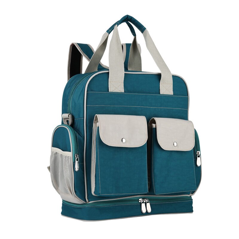 Insular Baby Luierzakken Nylon Baby Luier Tas Grote Capaciteit Mummie Wandelwagen Zakje Rugzak Multi-Functionele Baby Verpleging Tassen: Turquoise