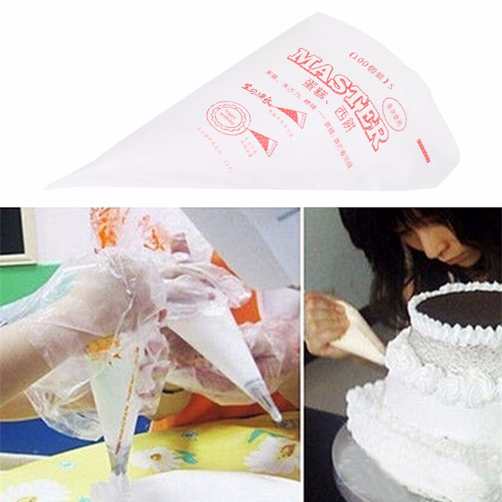 100 Stuks Wegwerp Spuitzak Icing Piping Cake Gebak Cupcake Decorating Bags Fondant Cake Gebak Tip Bakken Taart Gereedschap