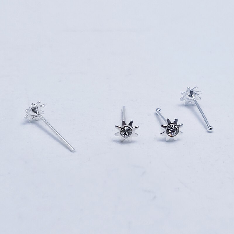 24G Zon Bloem Neus Bone 925 Sterling Zilveren Neus Stud Ringen Piercing Neusgat Body Sieraden 20 Stks/pak