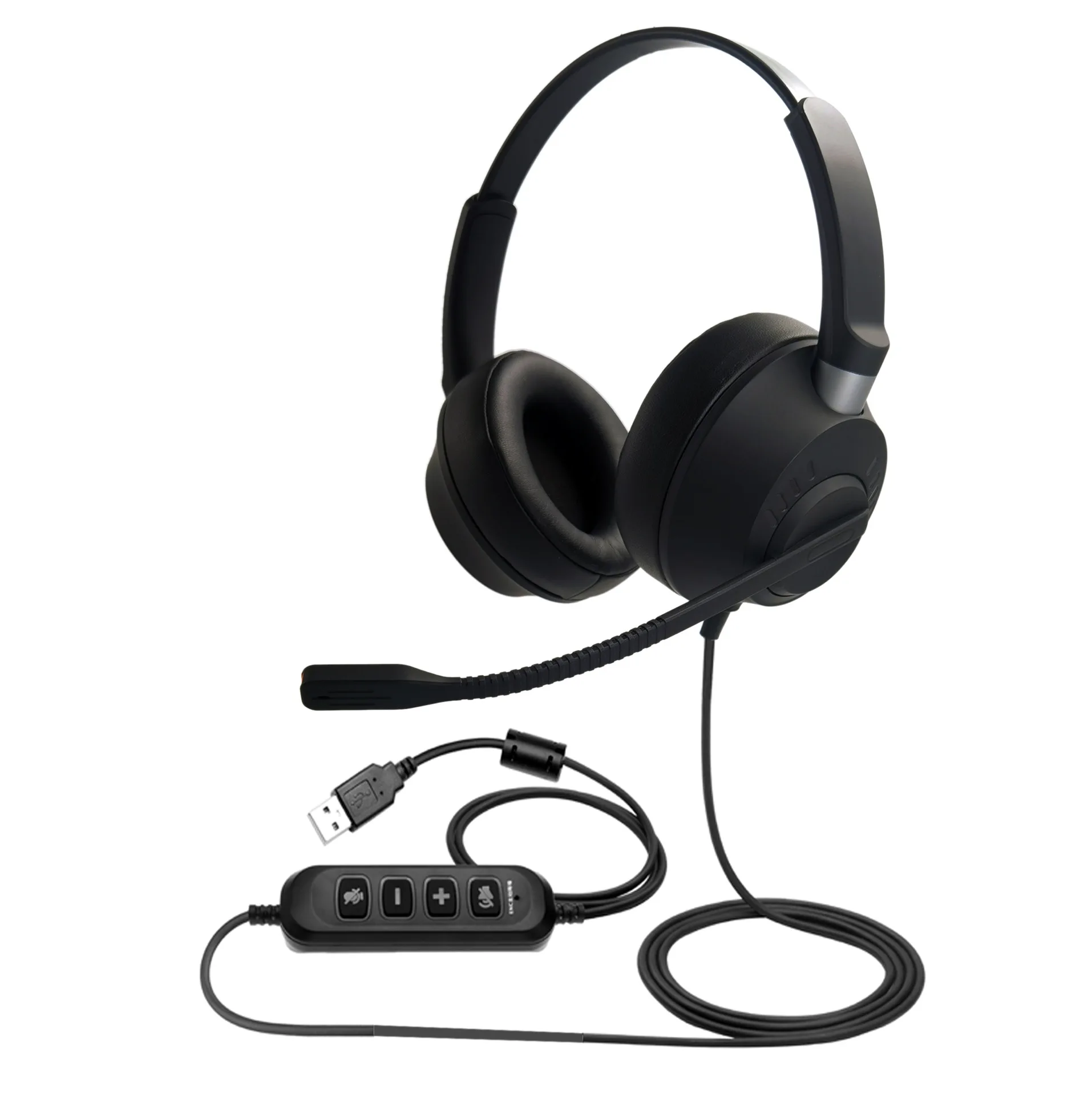 Noise Cancelling Call Center USB Headphones Phone Headphones with Volume Regulator and Mute Switch for Skype, Lync Platforms