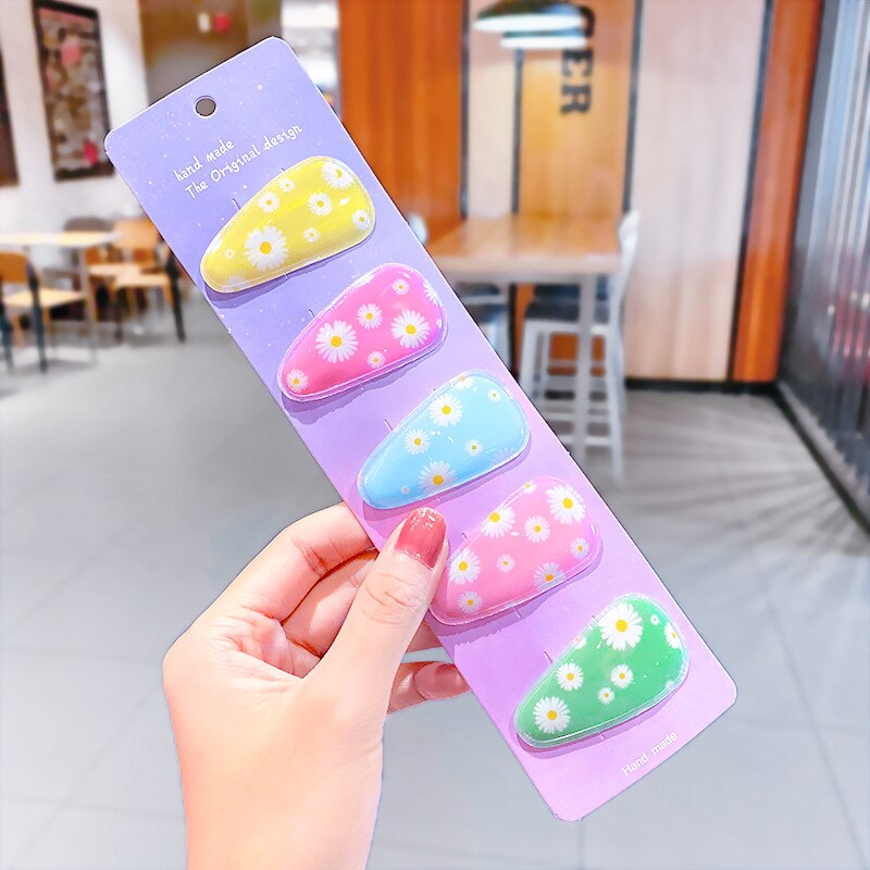 5pcs Children Cute Color Hairclip Head Jewelry -shaped Clip Hair Accessories Baby Hair Clip Cute Baby Hairpin: 08