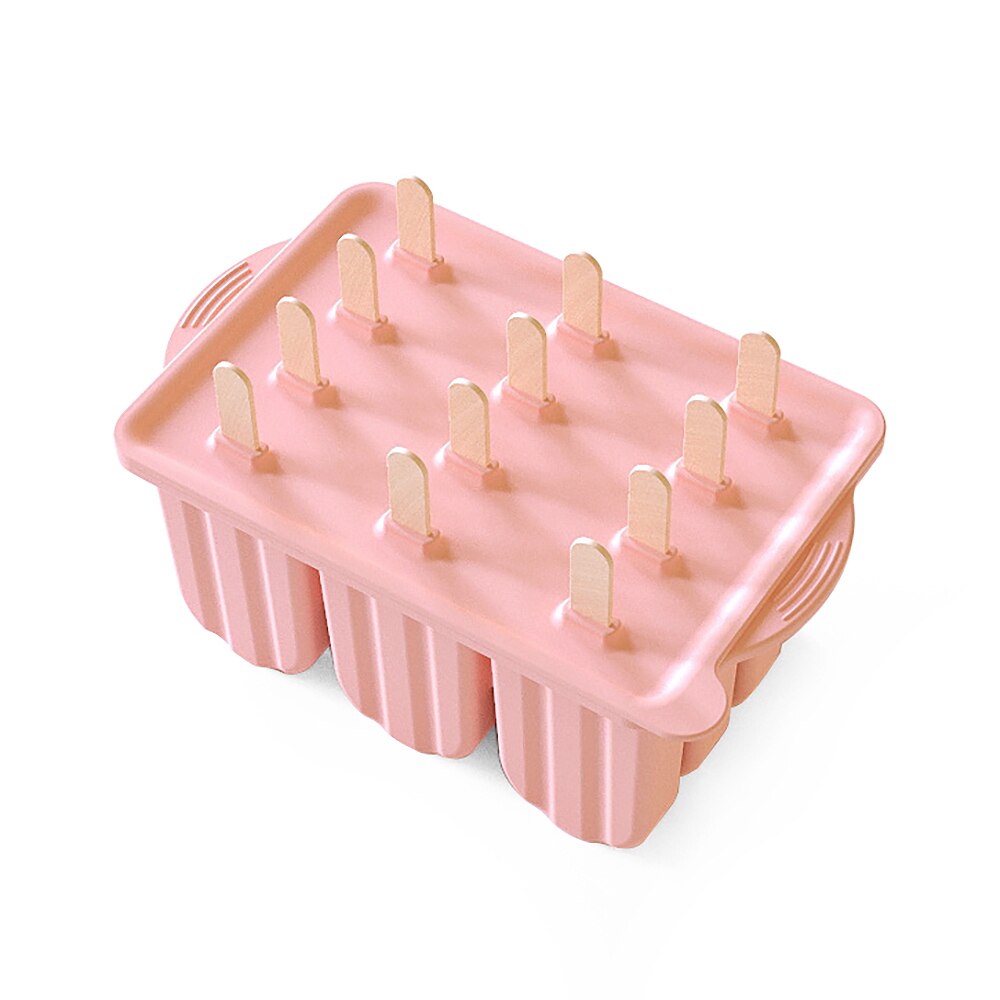 12 håls glass silikon isglassform silikon giftfri isglassform hemgjord stickglassmaskin sommar: Rosa