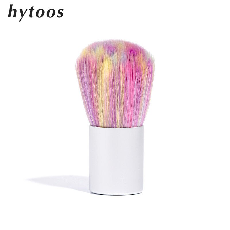 Hytoos 1Pcs Nylon Hoofd Nail Art Stof Borstel Uv Gel Nail Glitter Pigment Borstel Manicure Tool Zachte Kleurrijke blush Borstel