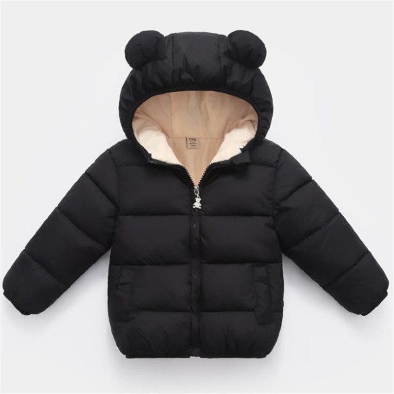 Thick Baby Snowsuit Hooded Winter Coat Cotton Baby Snow Wear 5 Color Solid Kids Snowsuit for Boys and Girls: Color 3 / 110cm