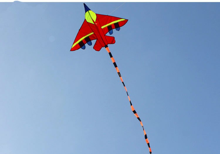 Utomhus kul sportflygplan drake / dubbelfärgad fighter med handtag och lina bra flygande för barn